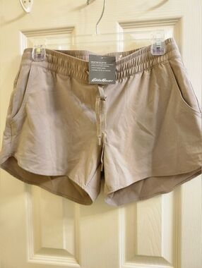 NWT Eddie Bauer Women's Petite Small Departure Light Steel Grey Athletic Shorts